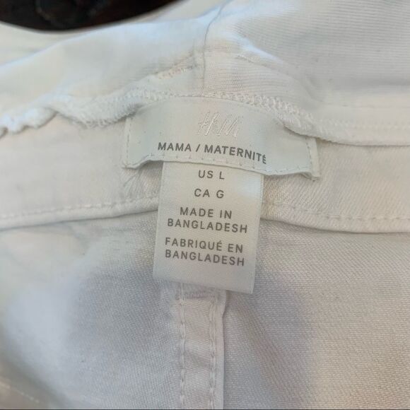 H&M White Maternity Half Panel Jeans Size Large - Picture 8 of 9
